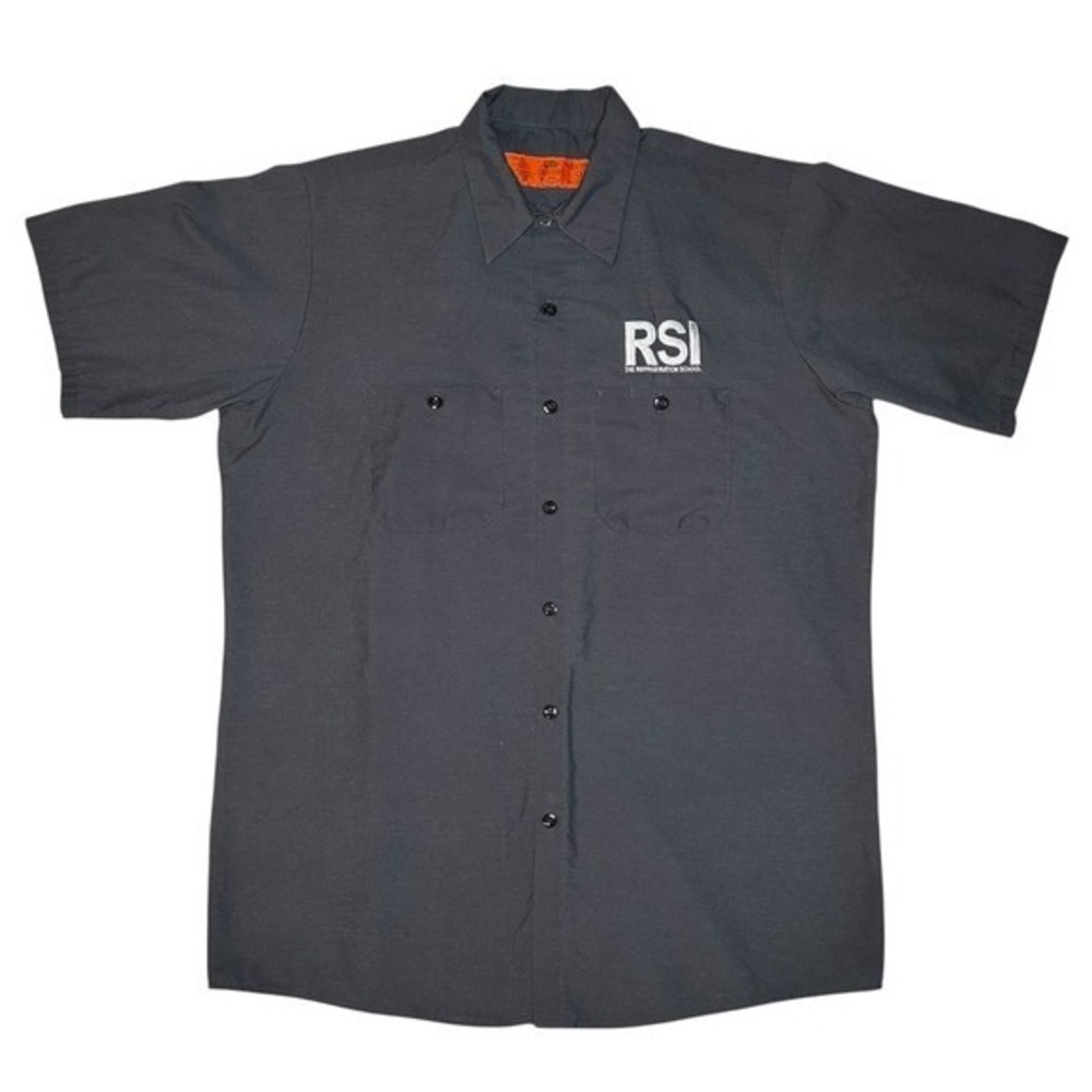 RED KAP RSI The Refrigeration‎ School Short Sleeve Work Shirt Men L Gray